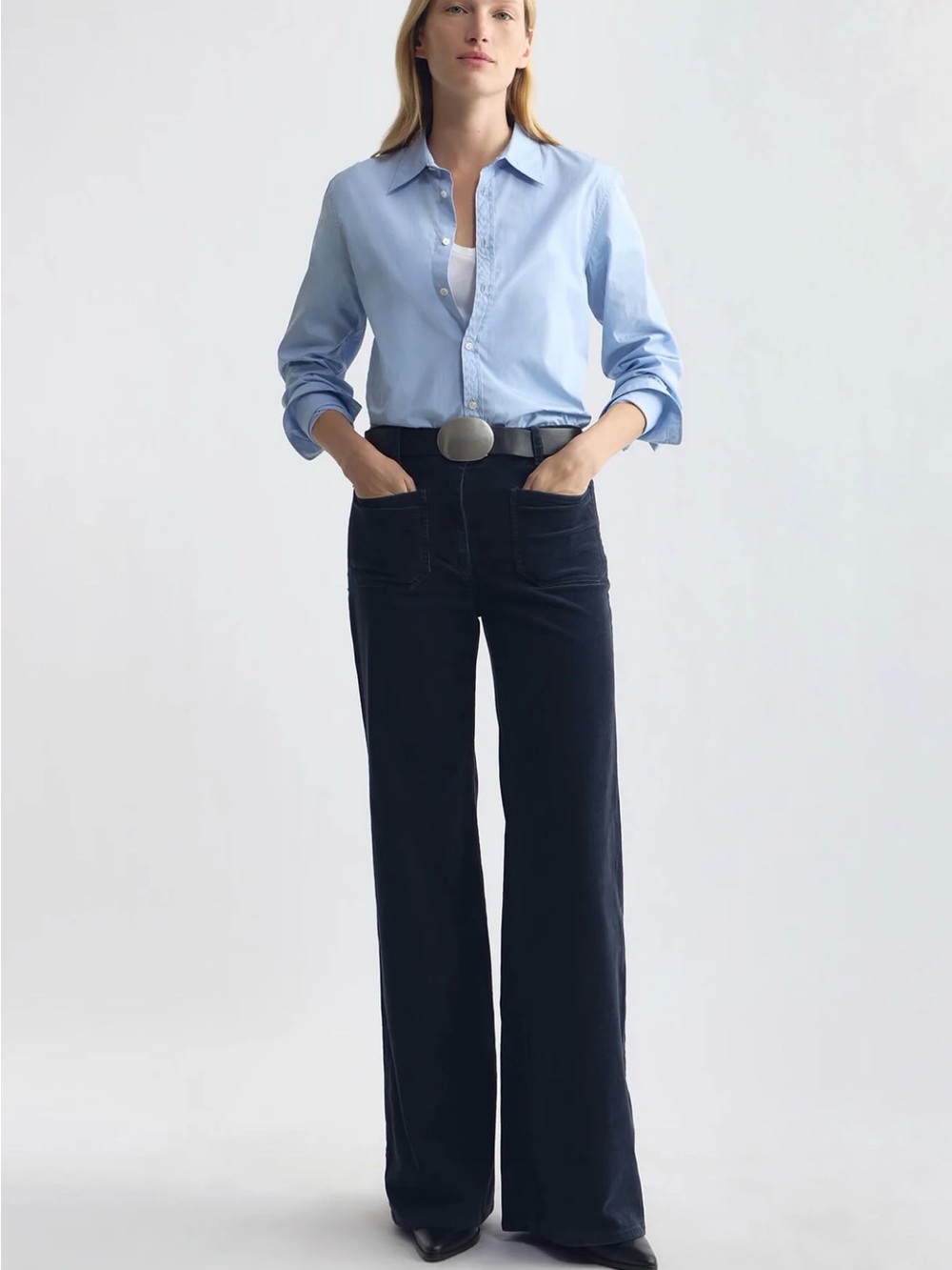 Nili Lotan Florence Corduroy Pant - Navy - Size 10